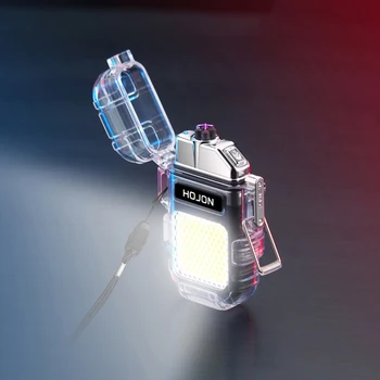 Lanterna eléctrica Transparente Impermeável Isqueiro de Plasma Duplo ARCO Permeável Isqueiro USB Recarregáveis Isqueiros de Acampamento ao ar livre Dom