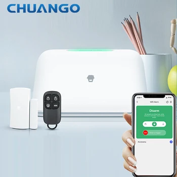 Luxo Chuango Inteligente OV-300 WiFi, Sistema de Alarme Inteligente Assaltante da Casa de Sistema de Alarme de Fumaça/Gases/Detector PIR