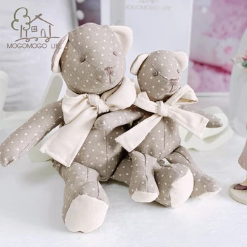 Luxo de Roupa de Algodão Urso Mom&baby Macio Recheado de Pelúcia Teddy Doll Nursey Quarto Animal Família Linda Boneca Decorativos