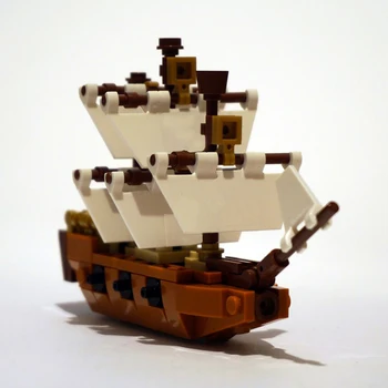 MOC Mini Barco de Pesca de Blocos de Construção do Kit de Pequeno Navio Veleiro Modelo de Tijolos de Navios transoceânicos 21313 Brinquedos Para Crianças, Presentes de Aniversário