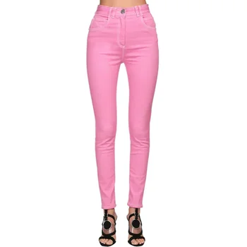 Mais novo de ALTA QUALIDADE 2022 Designer de calças de Brim das Mulheres do Topo de Costura de Contraste de cor-de-Rosa calças Jeans Calças
