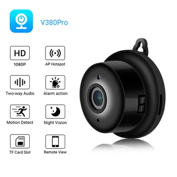 Mini Câmera IP Wifi HD 1080P sem Fio Indoor Camera visão noturna Áudio em Dois sentidos de Movimento Detecção do Monitor do Bebê V380