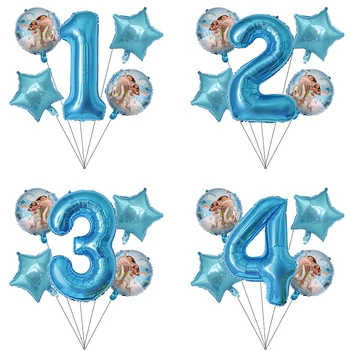Moana balões 1 conjunto de 32 polegadas Número azul balão de suprimentos Bonito Princesa moana tema de festa de aniversário, decoração, brinquedos presentes
