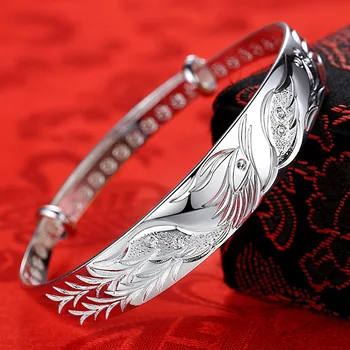 Moda cor de prata Nobre Phoenix braceletes Pulseiras para mulheres presentes clássico festa de casamento designer de jóias ajustável