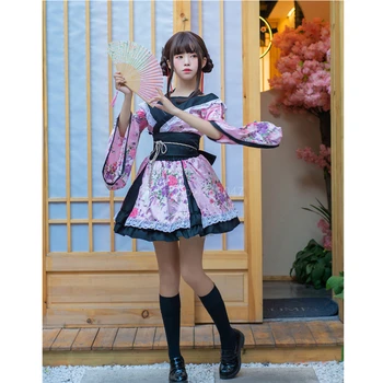 Mulheres Japonesas Vestido Lolita Kawaii Quimono Casaquinho De Renda Sexy Victoria Jk Uniforme Festa De 7 Cores Menina Cosplay Traje Conjunto De Vestidos