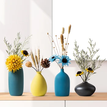 Nordic Pequeno Vaso Com Decoração Moderna Moer Vasos De Cerâmica De Mesa, Cerâmica Artística Vaso Decoração Home Acessórios Azul Cinza Preto