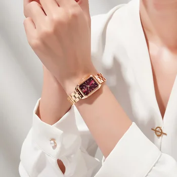 Nova Júlio de Mulheres Assista Japão não Mov Horas Clássico Pequeno Relógio Fino Vestido de Moda do Bracelete Chain da Menina Aniversário da Caixa de Presente