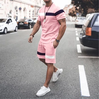Nova Verão de Homens de Cor Sólida de Treino de 2 Peças T-Shirt, Shorts Casual Elegante Sweatersuit Conjunto de Moda de Terno Streetwear Roupa