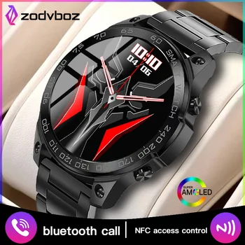 Novo NFC Smart Watch Homens Ecrã AMOLED de Coração a Taxa de Oxigênio no Sangue Monitorar o Tempo de Espera Personalizada de Discagem de Chamada de Resposta Impermeável Smartwatch