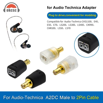 OKCSC Fone de ouvido Conversor A2DC Macho para MMCX/0.78 mm 2 pinos Fêmea Adaptador de Audio Technica ATH-LS70iS ATH-LS200iS Fones de ouvido