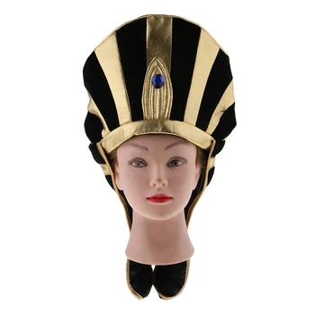 Ouro Vintage Listrados Rainha Egípcia da Chapelaria Faraó Chapéu de Vestir Adereços