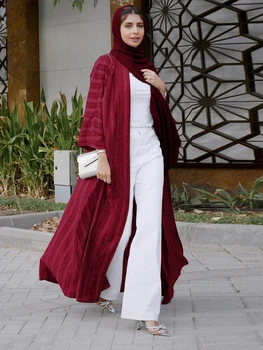 Outono Marrocos Abaya Muçulmano Vestido De Mulher Índia, Dubai Árabe Abaya Malha Turquia Eid Vestidos Kaftan Vestido De Túnica Musulman Vestido Longo