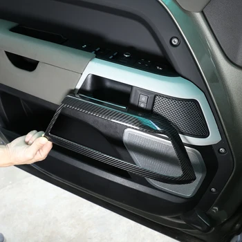 Para 2020-2022 Land Rover Defender 90 110 reais de fibra de carbono puxador da porta moldura decorativa interior automotivo acessórios