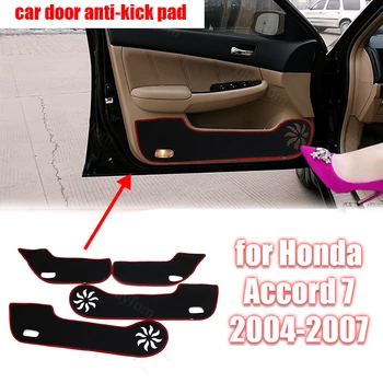 Poliéster Guarnição Decalque Tapete para Honda Accord 7 2004-2007 Porta do Carro Anti Kick Pad Autocolante de Protecção Tapete Acessórios