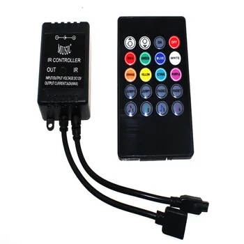 RGB 12v Música Lâmpada Volume Sensor 20key Led Controlador de Sensor de Som 12v Volts controle de volume Para 2835 3528 5050 RGB LED Faixa Lâmpada