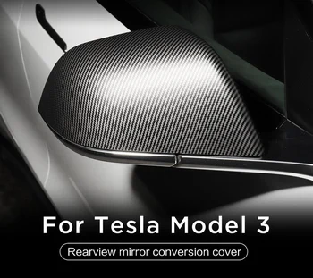 Real de Fibra de Carbono para o Tesla Model 3 Y Traseiro Tampa do Espelho Retrovisor do Lado Adesivo Decoração Exterior Modificação 2017-2022 Seco de Carbono