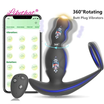 Rotação de 360° Plug Anal Vibradores Sexy Brinquedos Para Homens Massagem de Próstata APP de Controle Remoto Vibrador Vibradores Brinquedos Sexuais Para Adultos 18 +
