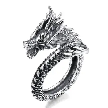 S925 prata criativo retro dragão Chinês anel dominante exagerada nicho design homens de abertura ajustável marca de jóias