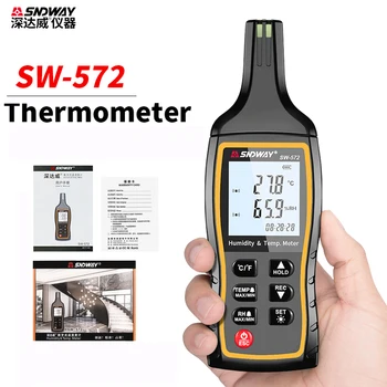 SNDWAY Termômetro Digital de SW-572 de Alta Precisão de Umidade e Temperatura do Sensor do Medidor de luz de fundo Armazenamento de Dados Termo-Higrômetro