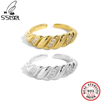 S'STEEL Esterlina 925 Prata Redimensionável Anéis Com Zircão Presentes Para Mulheres Irregular de Luxo Envolvimento de 2022, a Tendência de Jóias Finas