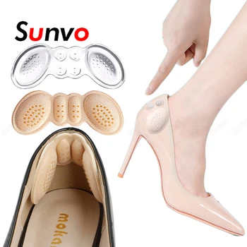 Sunvo de Silicone Almofadas de Calcanhar para Sapatos femininos Insere Salto Alto Gel Palmilhas para Sapatos de Volta Calcanhar Alívio da Dor Forros Protetor de Almofada