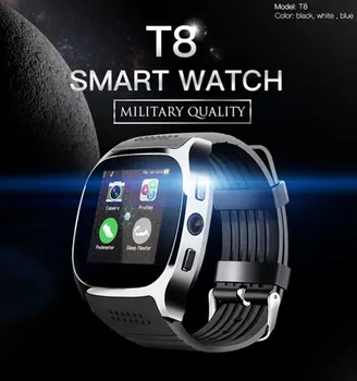 T8 Bluetooth Smart Relógio Com Câmera de Leitor de Música Facebook Whatsapp Sincronização SMS Smartwatch Apoio SIM o Cartão do TF Para o Android, ETC