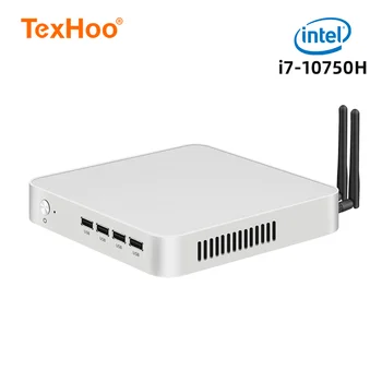 TexHoo Mini Computador PC Intel Core i7 10750H i5 10500H N5095 Processador AMD ITX Windows 11 Pro Linux 10 Unidade de Sistema do Office NVMe