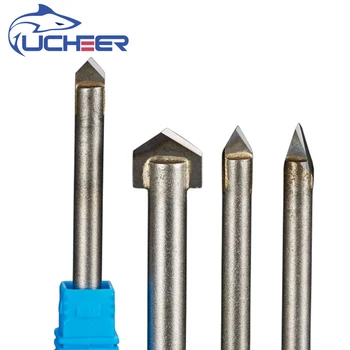 UCHEER 1pc 6/8mm haste de metal duro liga de gravura de pedra bits de gravura do CNC fresa liga dos Bocados do Router Escultura de Pedra de Ferramentas