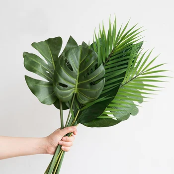 Uma Peça monstera plantas artificiais de plástico tropical de palmeira casa jardim decoração de acessórios de Fotografia Decorativa