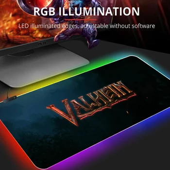 Valheim RGB Mouse Pad Pad Teclado para Jogos Mousepad Grandes Gamer Teclados Acessórios Computador Personalizado Jogadores Xxl Portátil