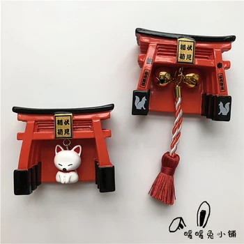 Venda quente 2022 novos estilos Japão Fushimi Inari Taisha Fox Branco Bell Resina Ímã de Geladeira