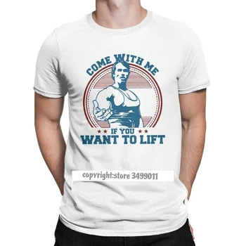 Venha Comigo Se Você Quiser Levantar T-Shirts Homens T-Shirt De Algodão Arnold Schwarzenegger Treino De Fitness Musculation Tee Streetwear
