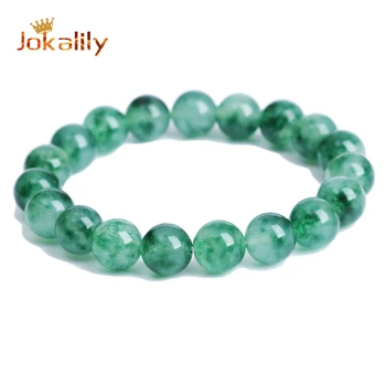 Verde Natural Jades de Quartzo Pulseiras Yoga Pedra de Cristal Pulseiras para Homens Mulheres Elástico de Corda de Jóias que faz a obra de Bordador