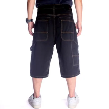 Verão Homens Soltos Hip Hop Shorts Jeans De Moda Casual Todos-Jogo Jeans Masculina Mais Bolsos Bordados Folgado Board Shorts Tamanho 30-46