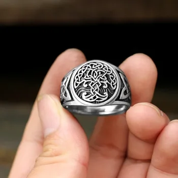 Viking Árvore da Vida, Yggdrasil Celtics Knotwork Anel de Aço Inoxidável dos Homens Nórdicos Amuleto de Jóias