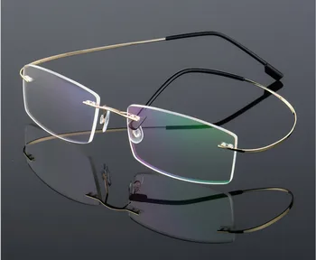 clássico ultra-leve e sem aro moldura Óptica homens mulheres liga de Titânio Liga de óculos de armação de Miopia Prescrição armações de óculos