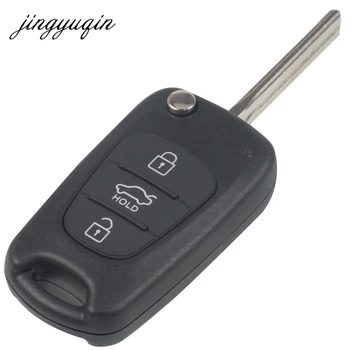 jingyuqin 10pcs Remoto Flip-Chave Shell Para KIA K2 K5 Para Hyundai ix30 ix35 3 Botões de Carro Dobrável Fob Caso Com o Botão Hold corrente de relógio