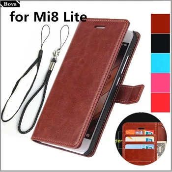 tampa do compartimento do cartão de caso para o Xiaomi Mi8 Lite caso de couro carteira tampa protetora caso de telefone Xiaomi Mi 8 Lite